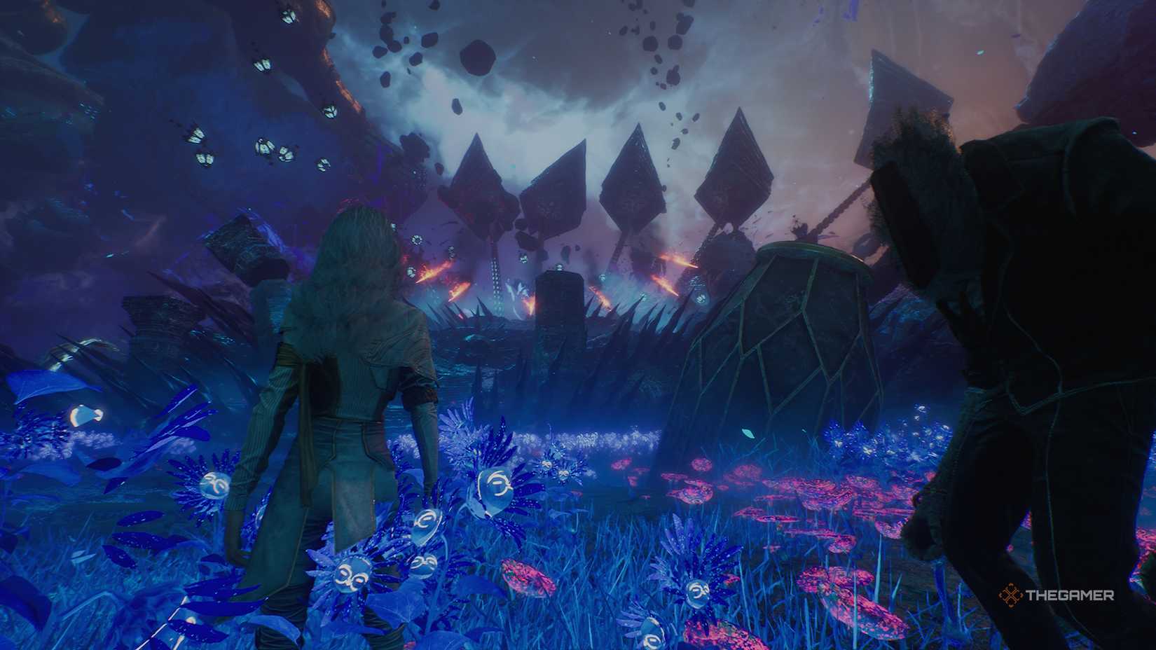 Maelle looking at the arena where Osquio will be waiting in Clair Obscur Expedition 33.