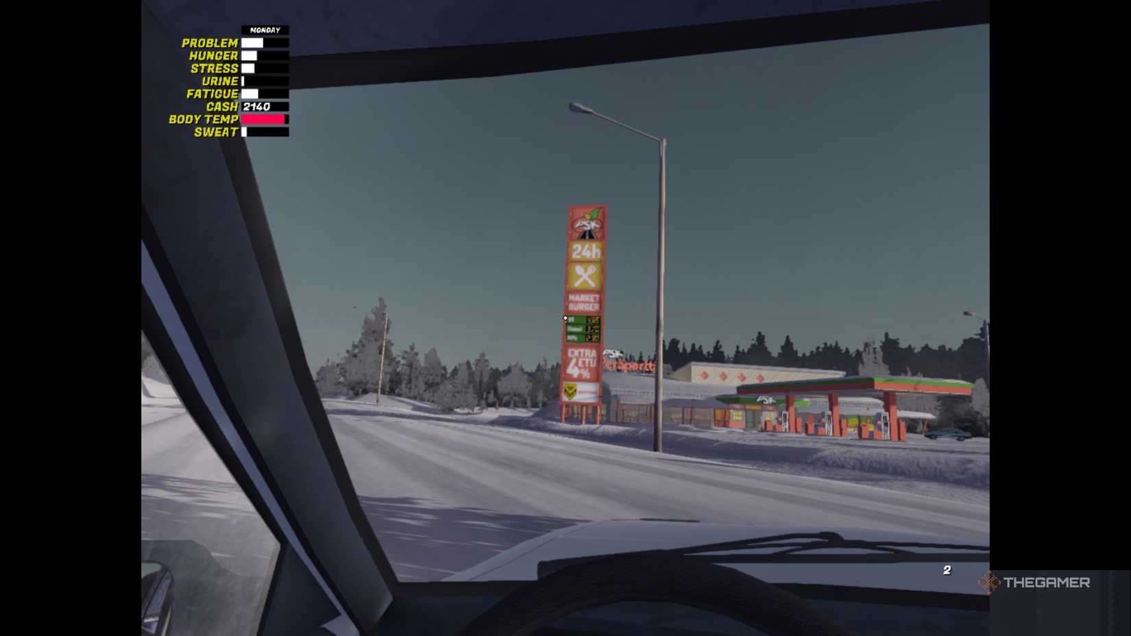 My Winter Car driving to the PSK Gas Station in the car.