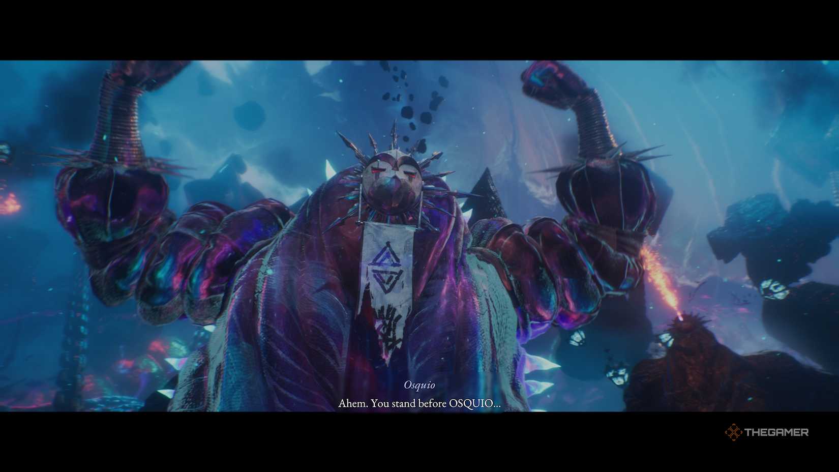 Osquito with his arms out, ready to fight in Clair Obscur Expedition 33.