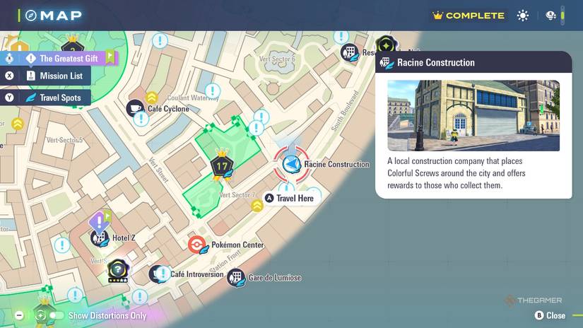 The Defenseless Dodger On The Map in Pokemon Legends: Z-A.