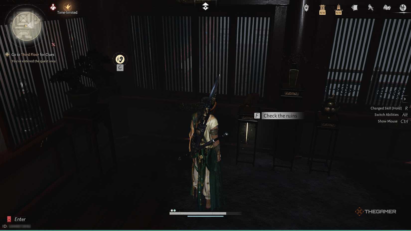 The player investigating some ruins during Gathering of Heroes in Where Winds Meet.