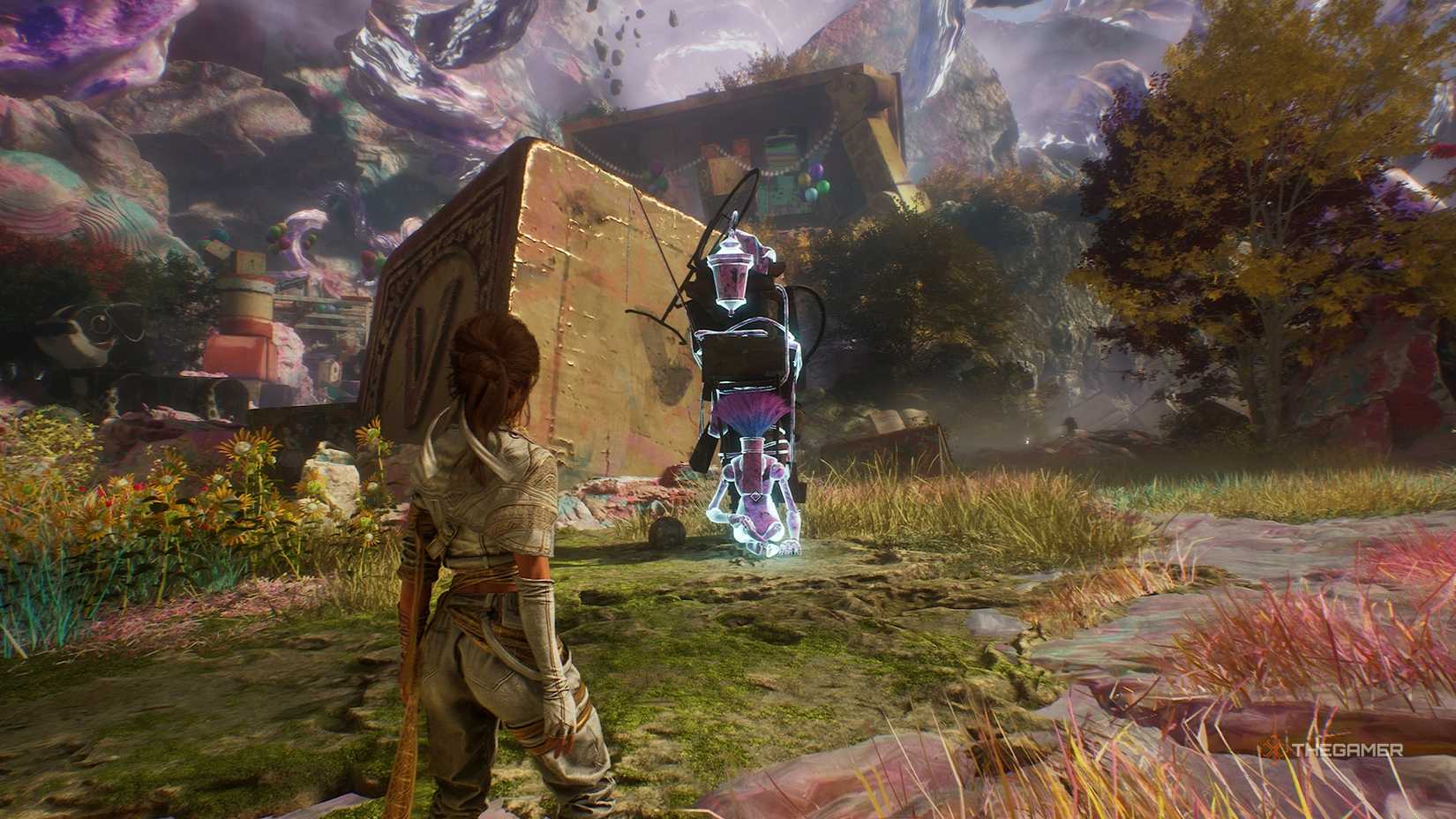 Sciel looking at a merchant in Clair Obscur Expedition 33.