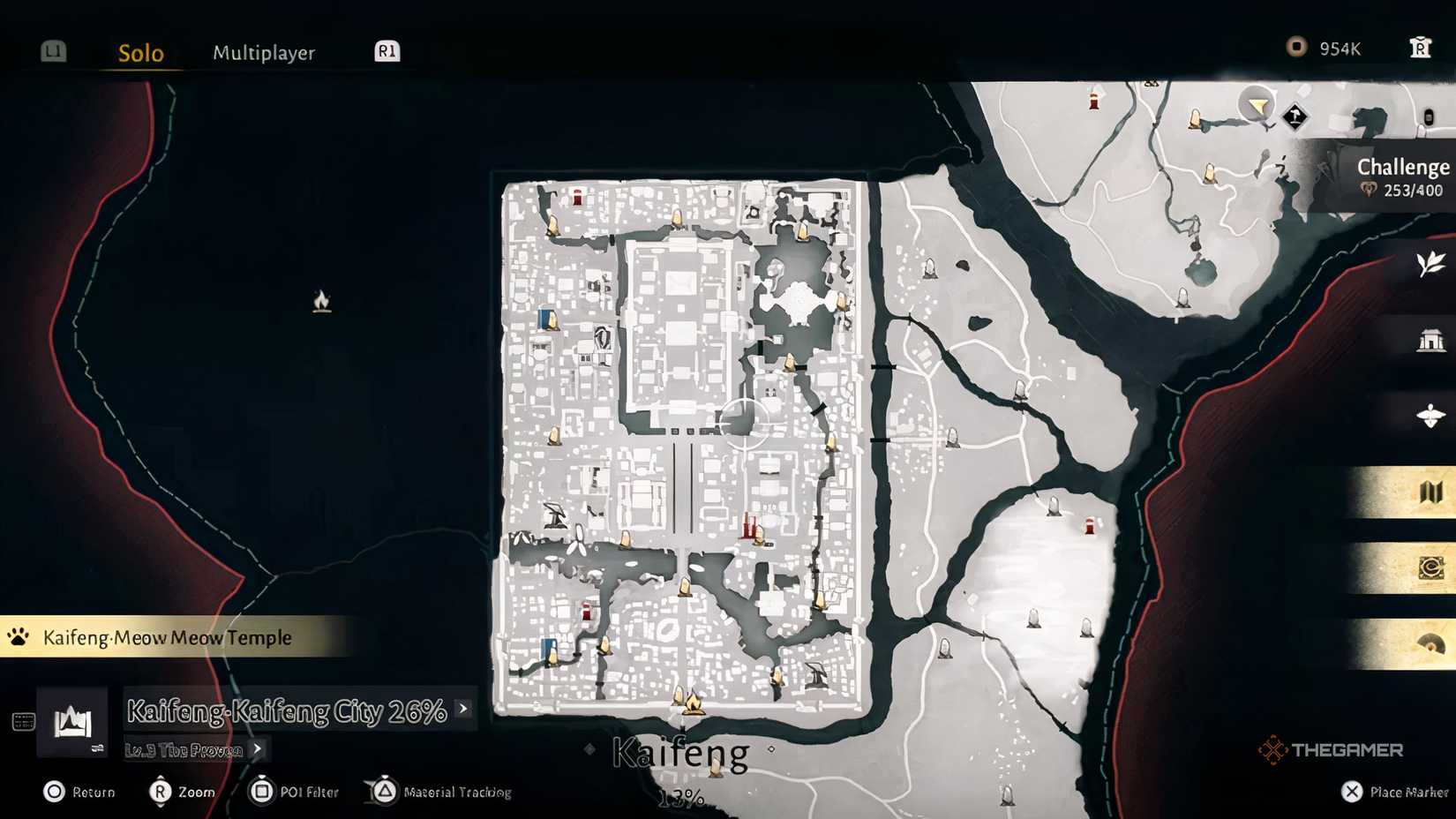 The Kaifeng area of the map in Where Winds Meet.