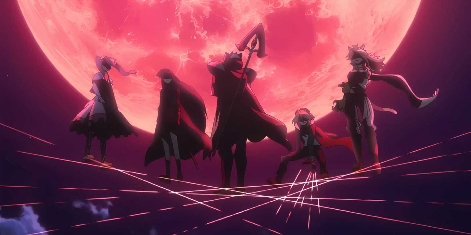 The Night Raid from Akame Ga Kill looking down at Tatsumi from his window.