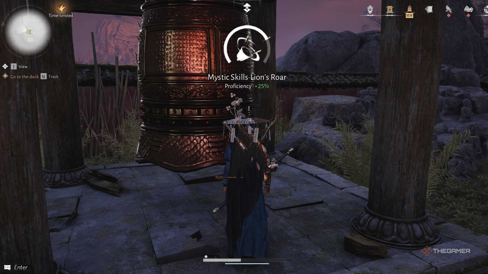 The player gaining proficiency for the lion's roar skill in where winds meet.