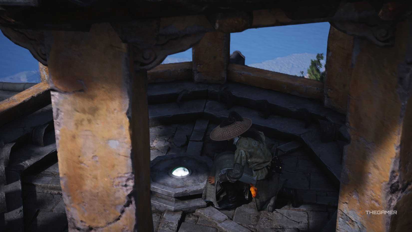 The player placing the buddha's light jade in where winds meet.