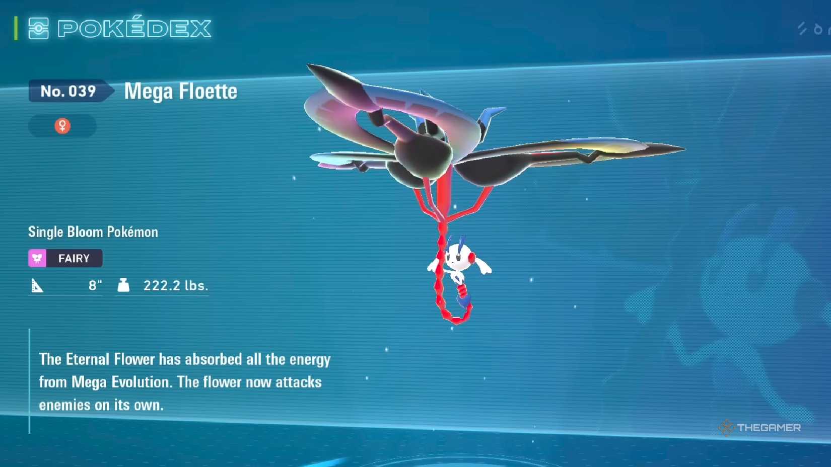 The Pokedex entry for Mega Floette in Pokemon Legends: Z-A.