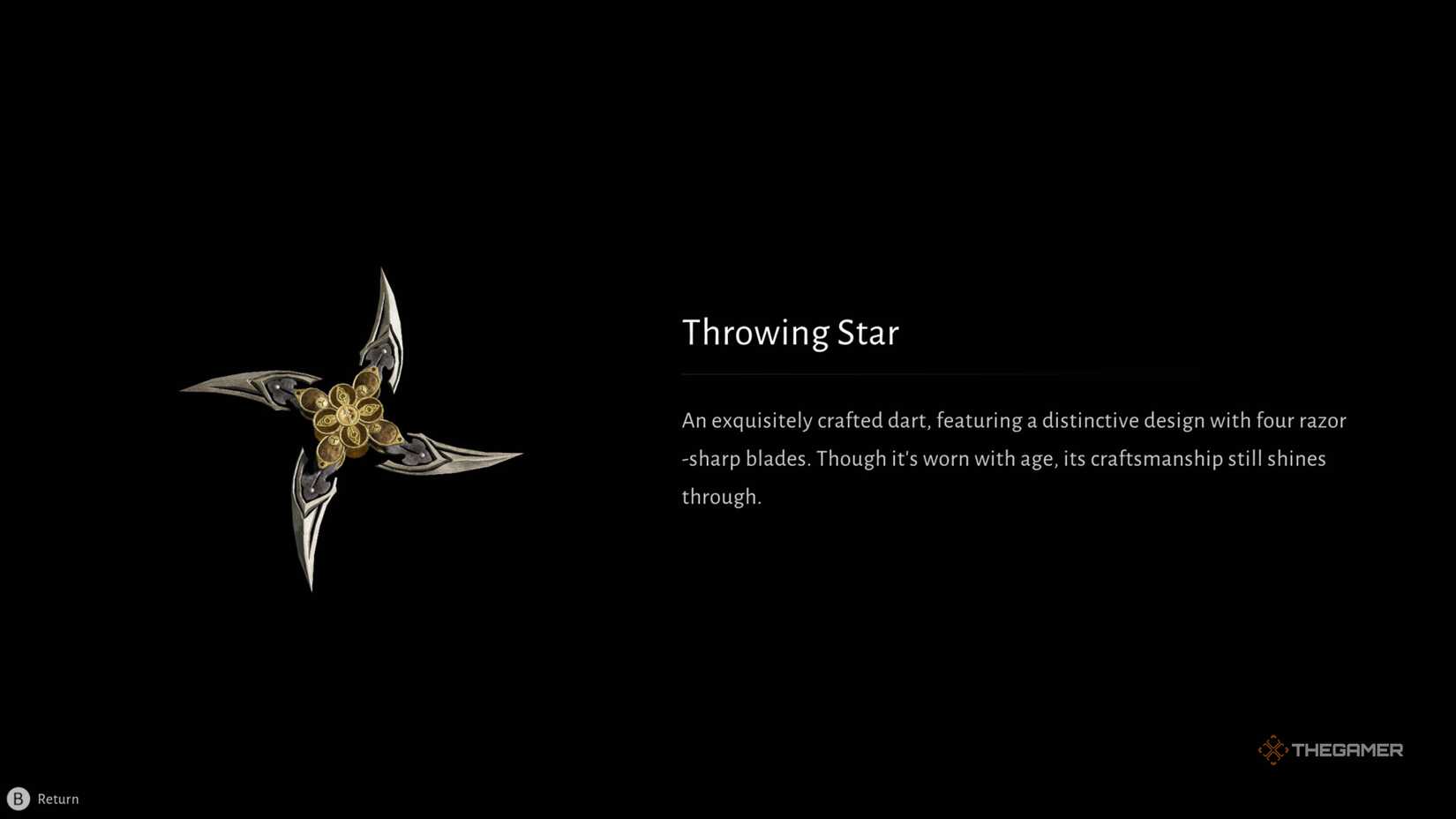 The throwing star item in where winds meet.