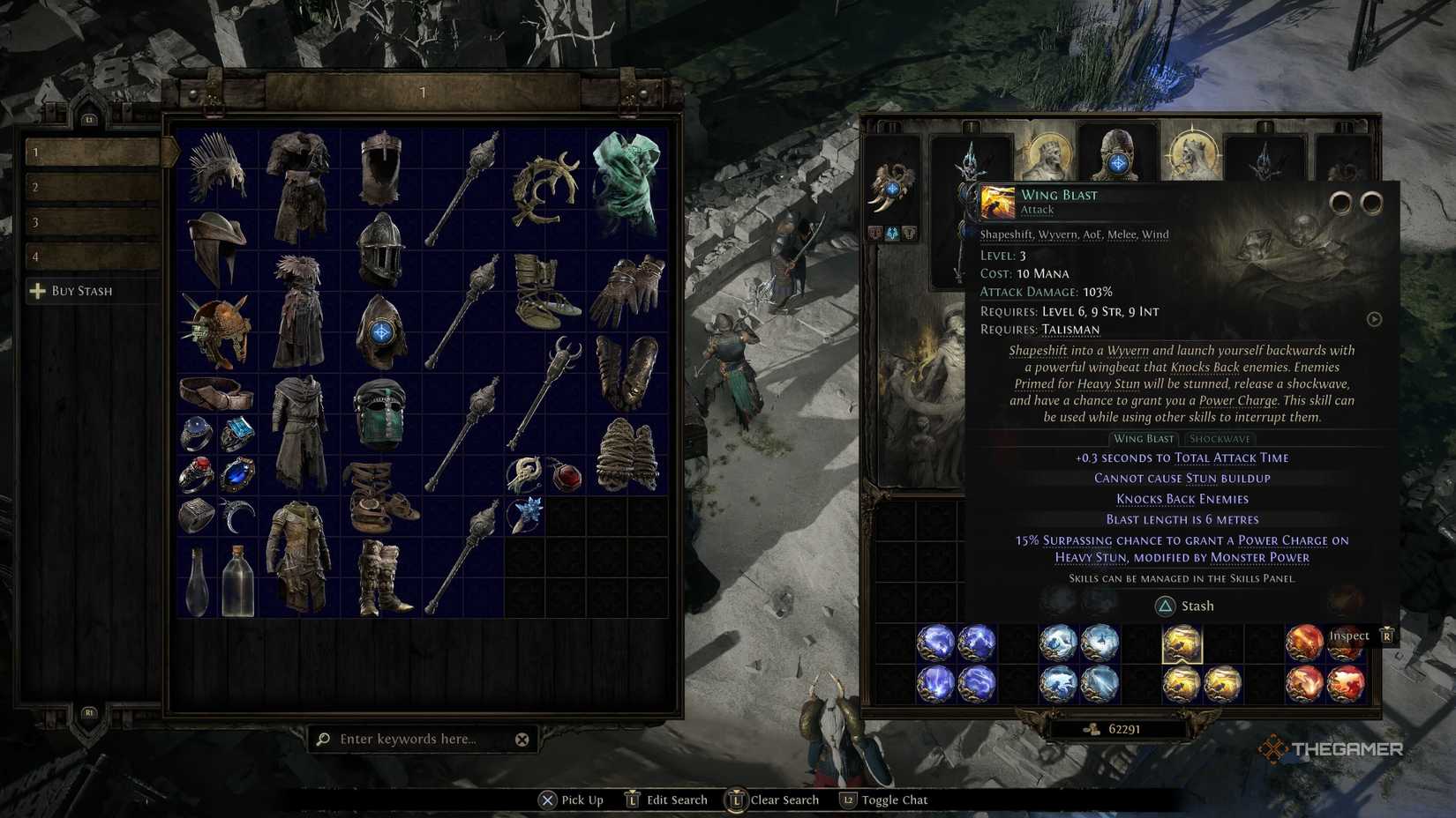 The Wing Blast spell in Path of Exile 2 for a Druid.