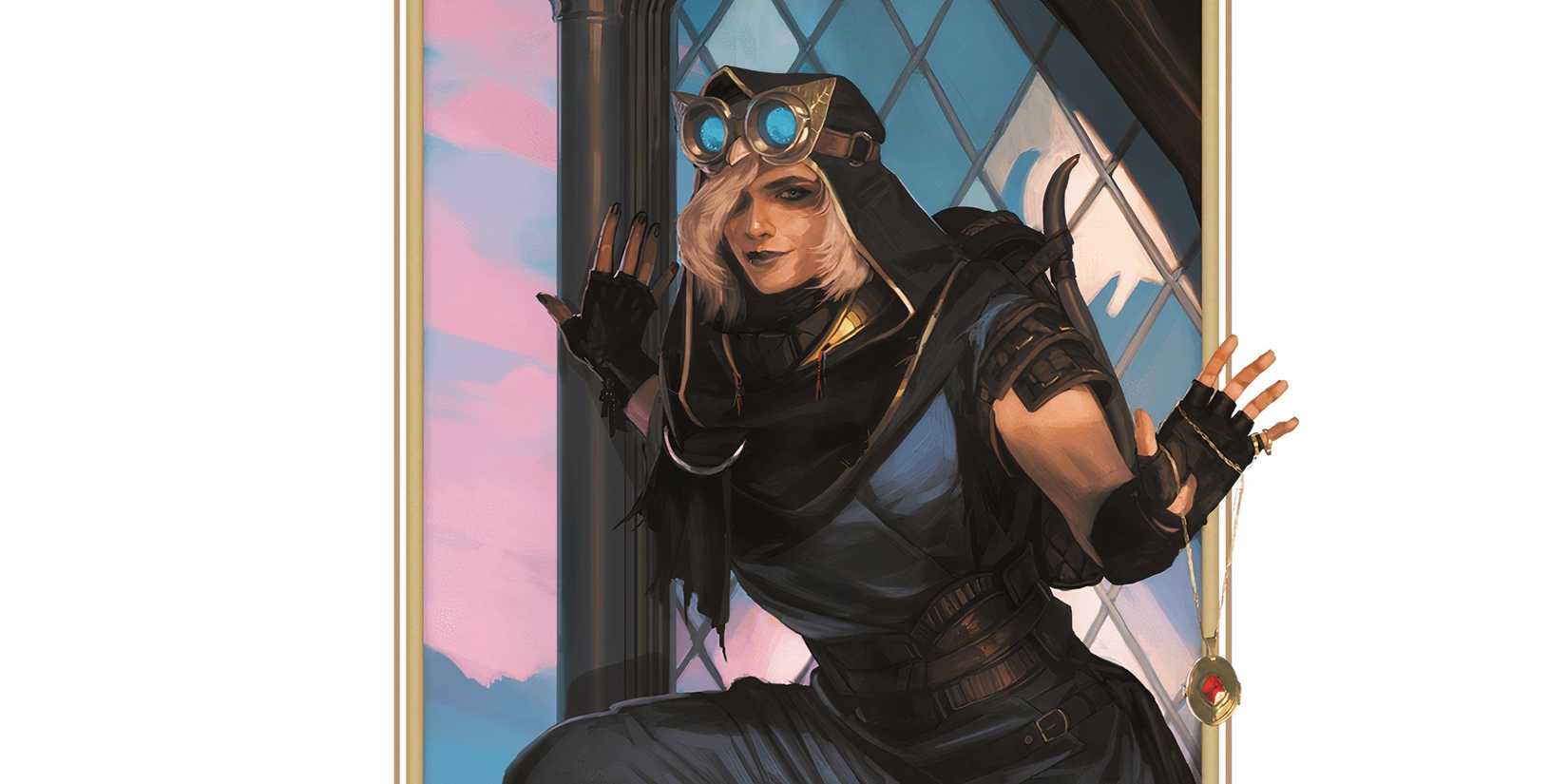 A thief escaping through a window during a heist in Dungeons & Dragons. 