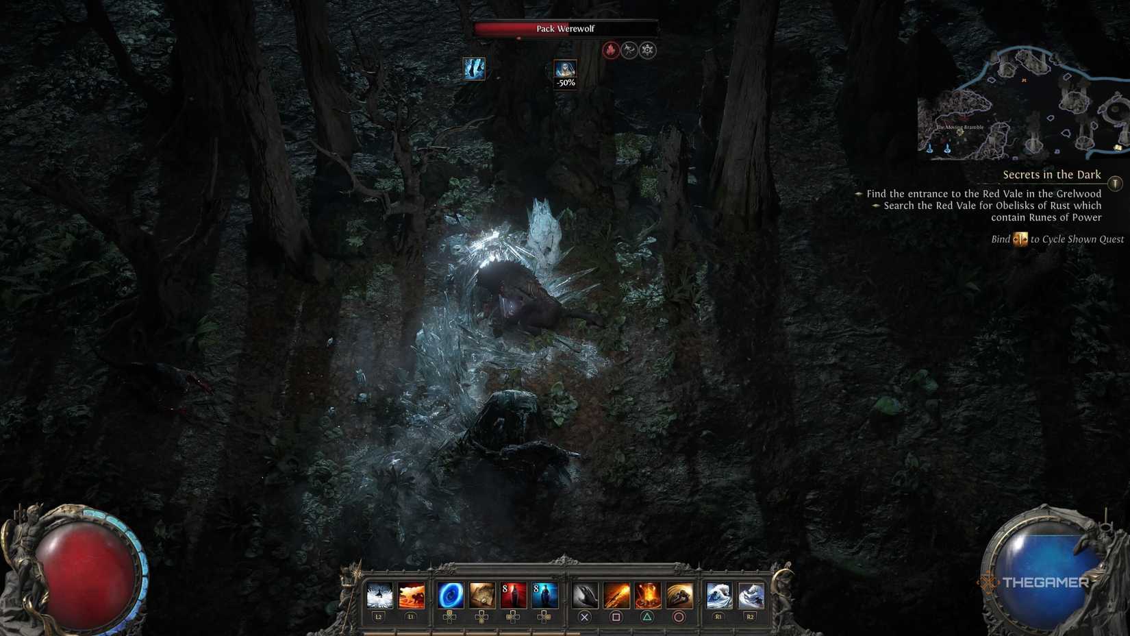 Using frost powers in combat as a wolf Druid in Path of Exile 2.