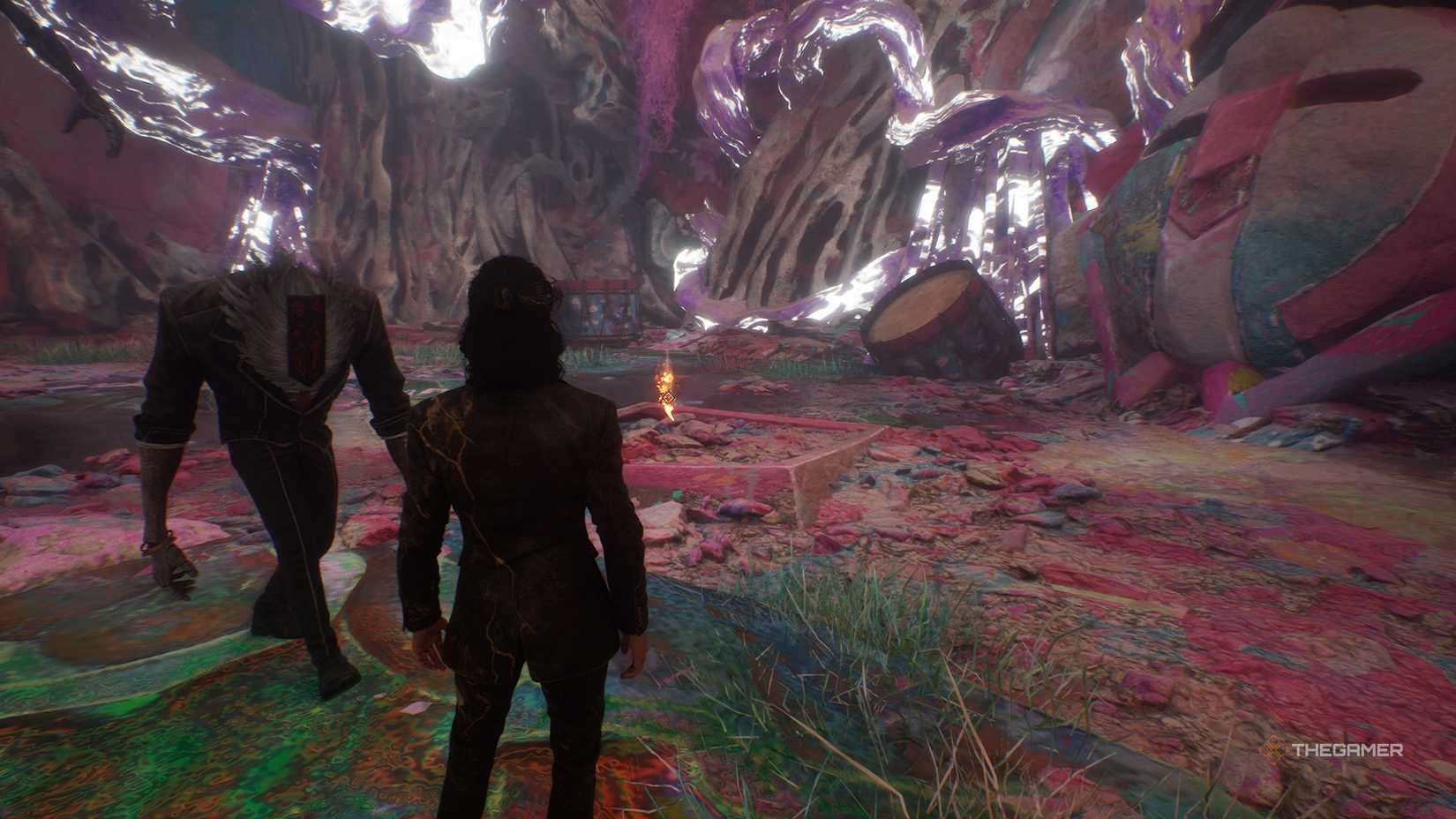 Verso looking at an orange pick-up in Clair Obscur Expedition 33.