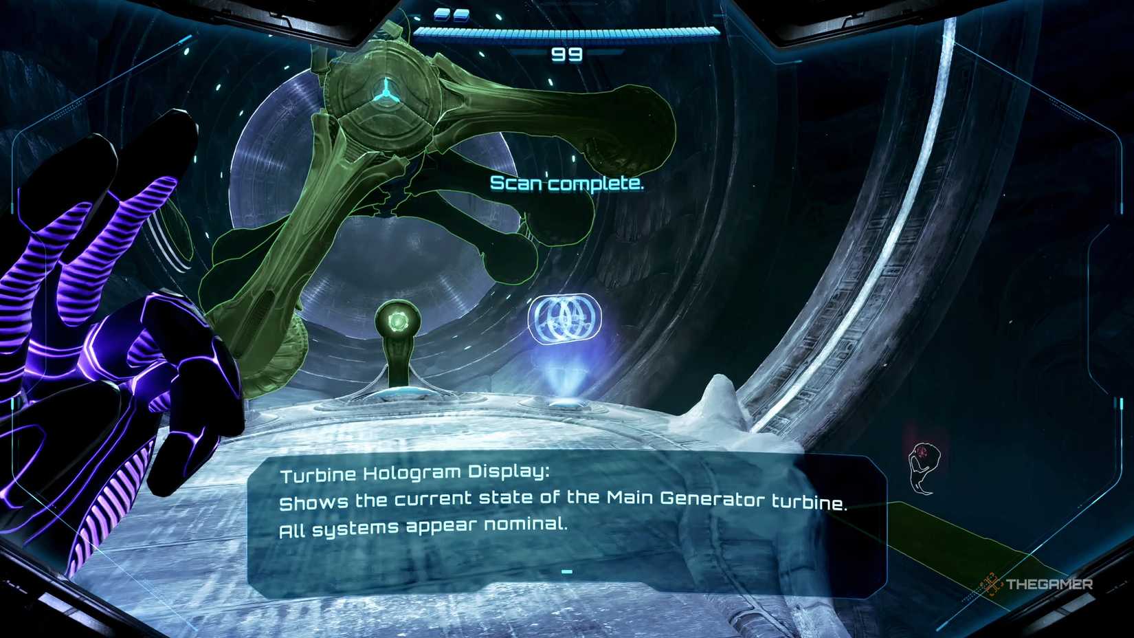 Samus switches on the ice belt turbines in Metroid Prime 4: Beyond.
