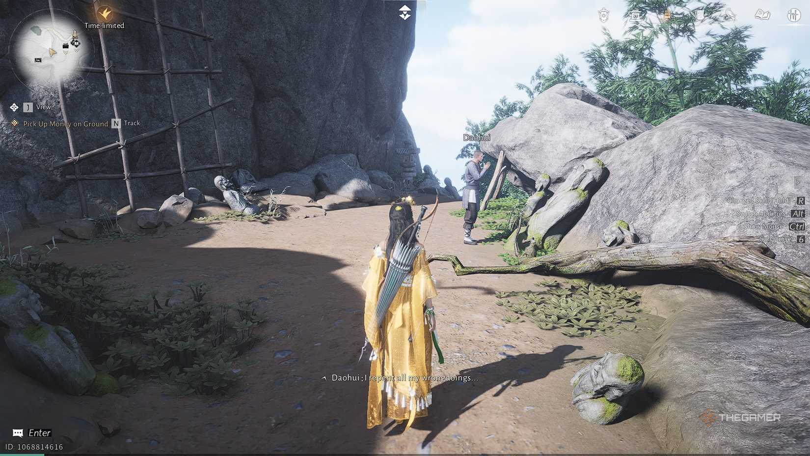 Where Winds Meet Daohui praying at the Buddha shrine on Halo Peak.