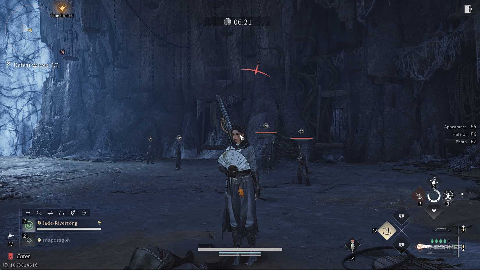 Where Winds Meet Fighting with a fan in a cave.