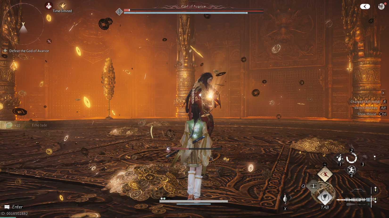 Where Winds Meet God of Avarice phase two money attack.