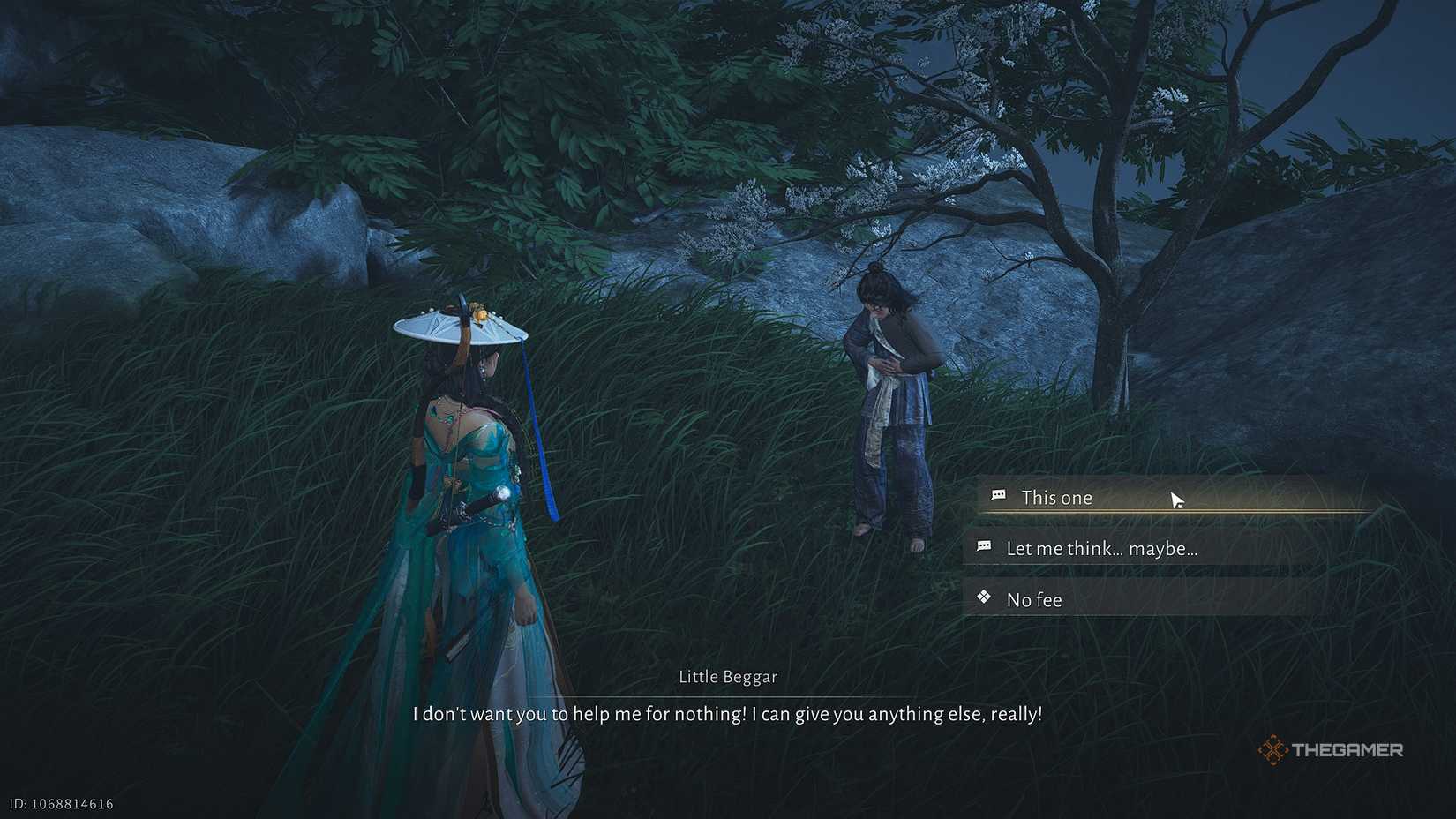 Where Winds Meet negotiating with a child for payment at night.