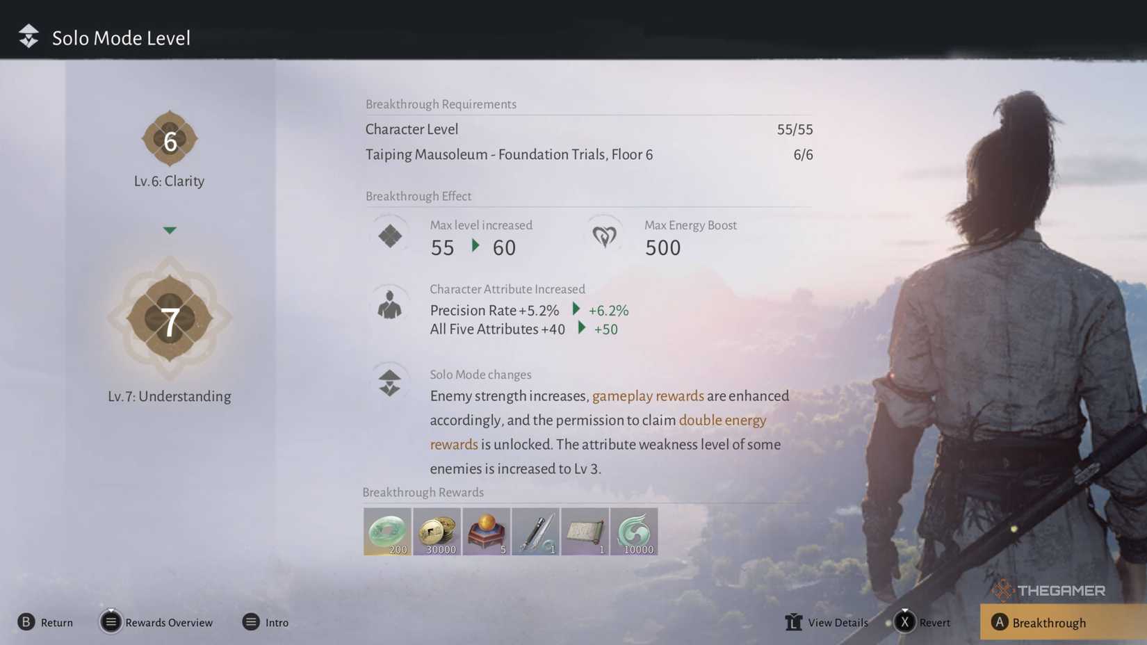 Where Winds Meet reaching level 7 solo mode.