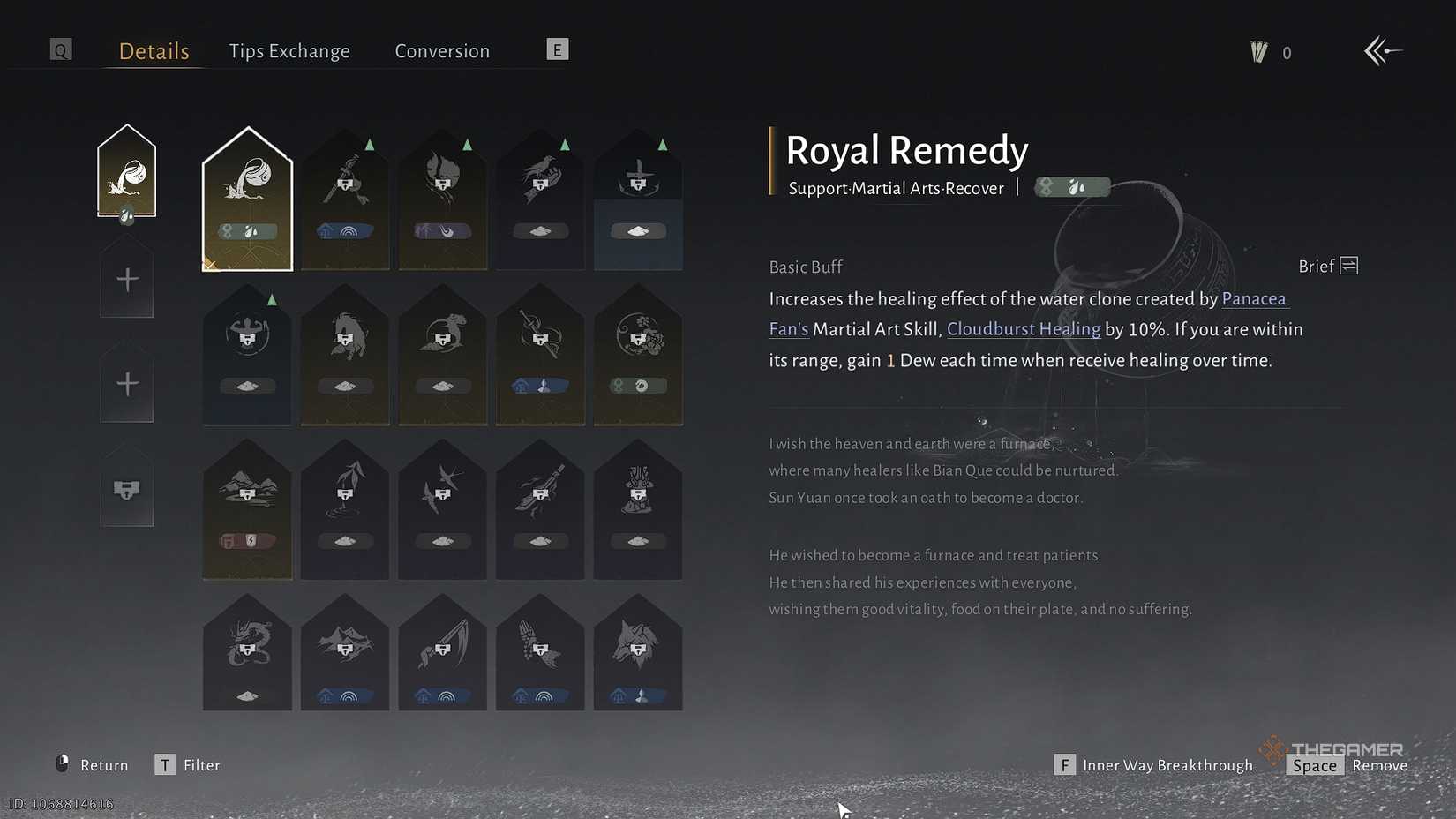 Where Winds Meet Royal Remedy inner way menu.