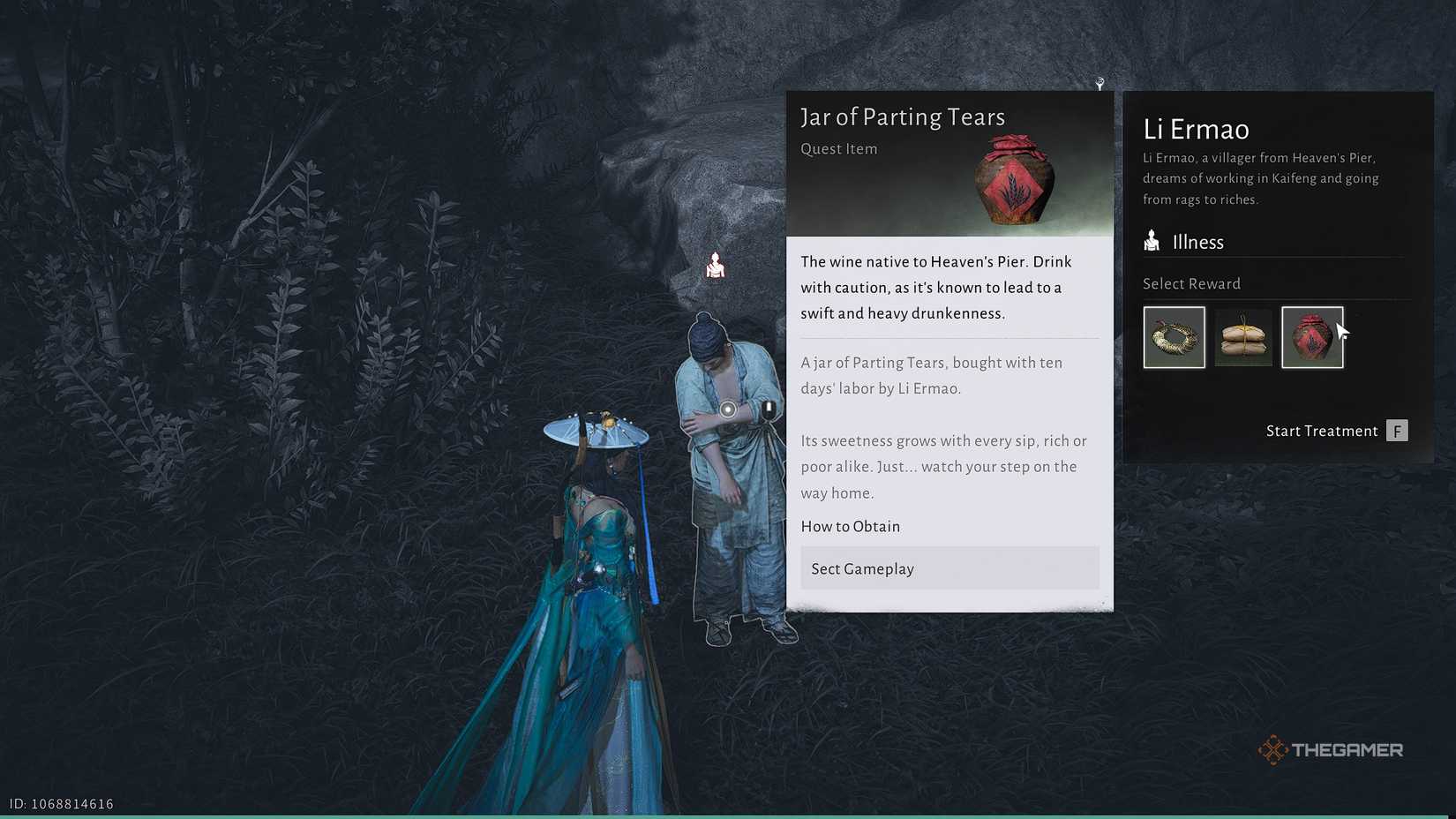 Where Winds Meet Selecting a jar of parting tears as payment at night.