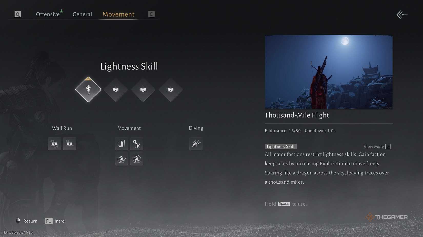 Where Winds Meet The movement skill menu.