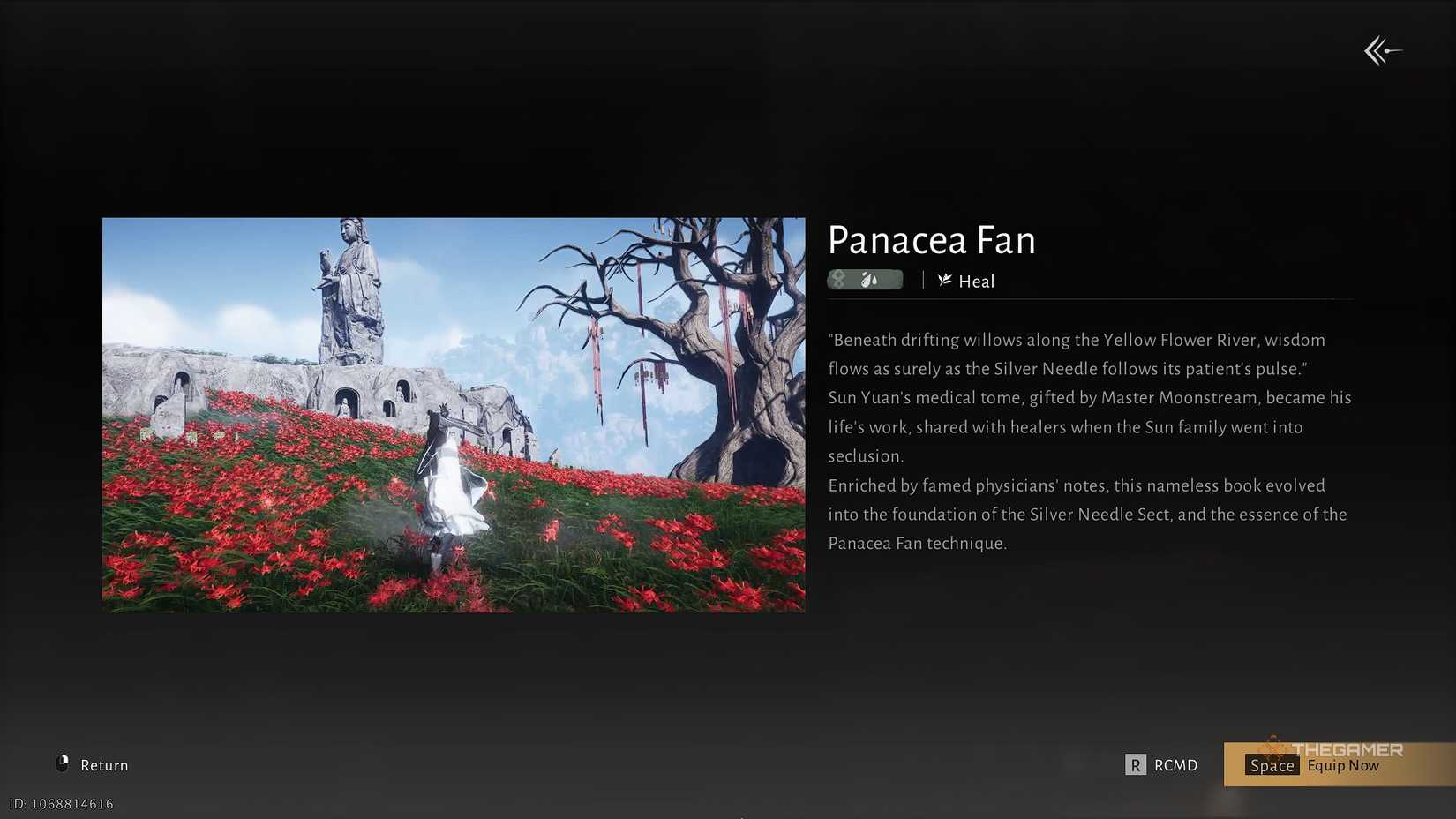 Where Winds Meet The Panacea Fan tutorial menu.