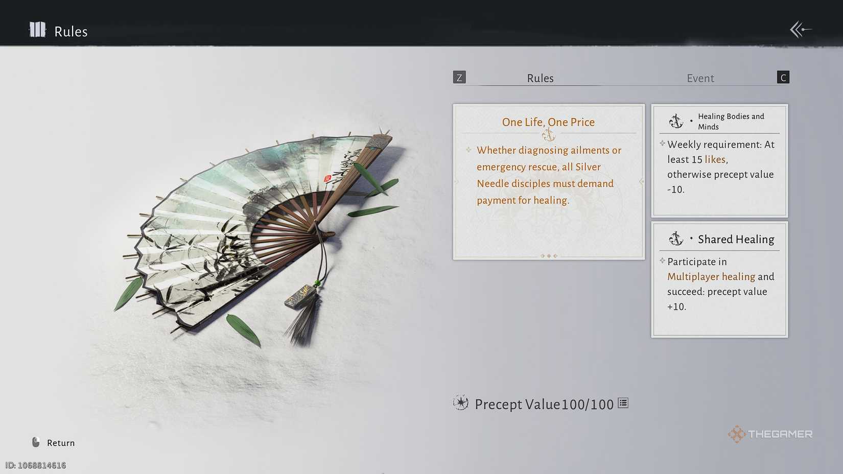 Where Winds Meet The Silver Needle sect menu.