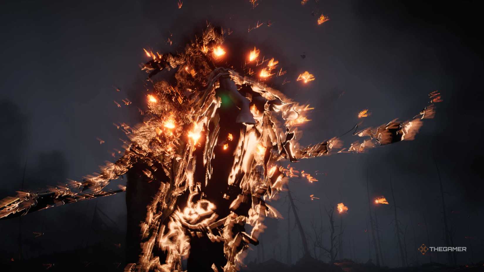 Ye Wanshan and his horse on fire in Where Winds Meet.