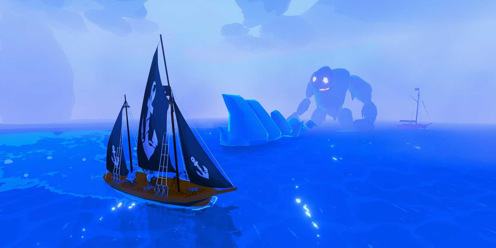 Your ship meeting a glacial monster in Sail Forth