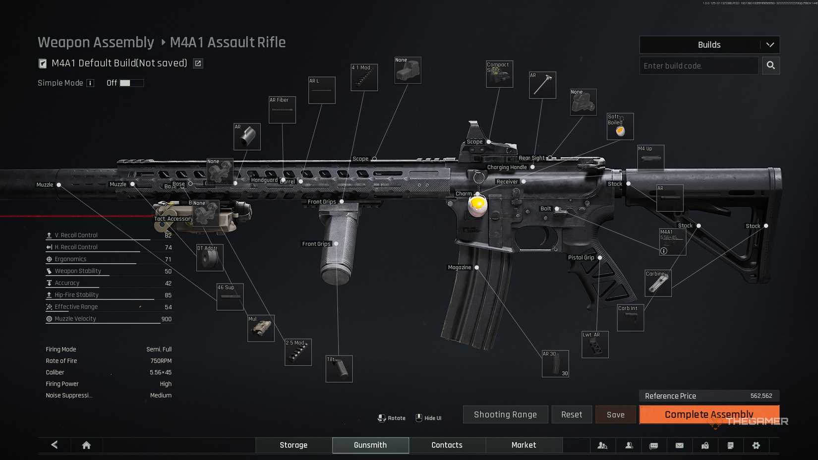Changing the parts and accessories of a M4A1 in Arena Breakout: Infinite.