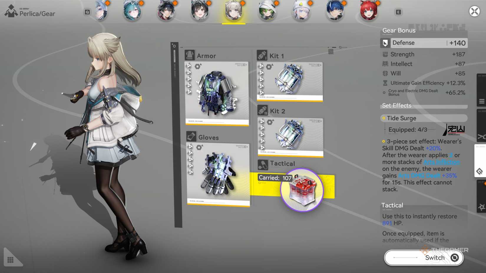 Экран снаряжения Перлики в Arknights: Endfield.