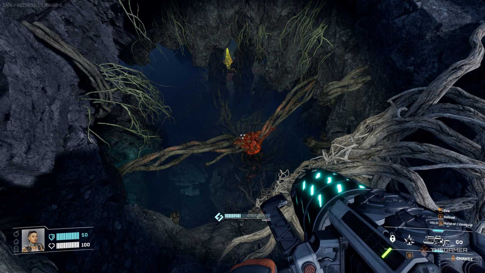 Bulbous vine at entrance in StarRupture.