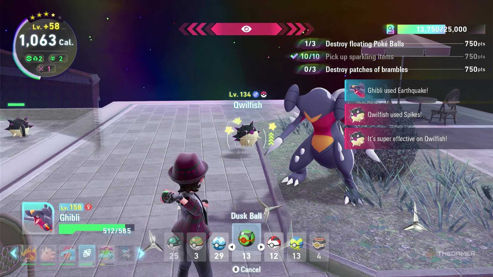 Catching a Hisuian Qwilfish in Pokemon Legends: Z-A in Hyperspace Lumiose in the Mega Dimension DLC.