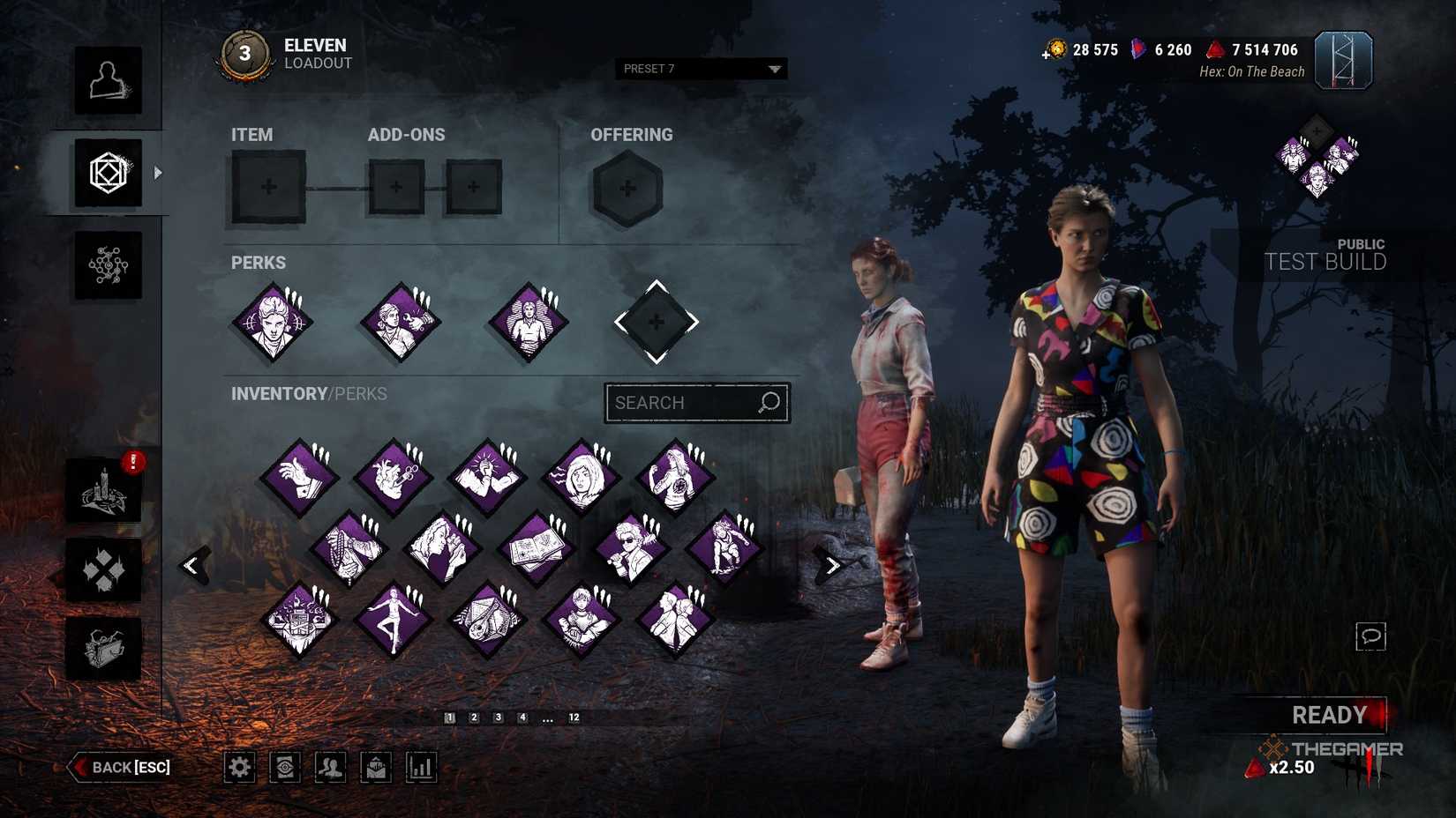 Dead By Daylight Eleven perks in the lobby.