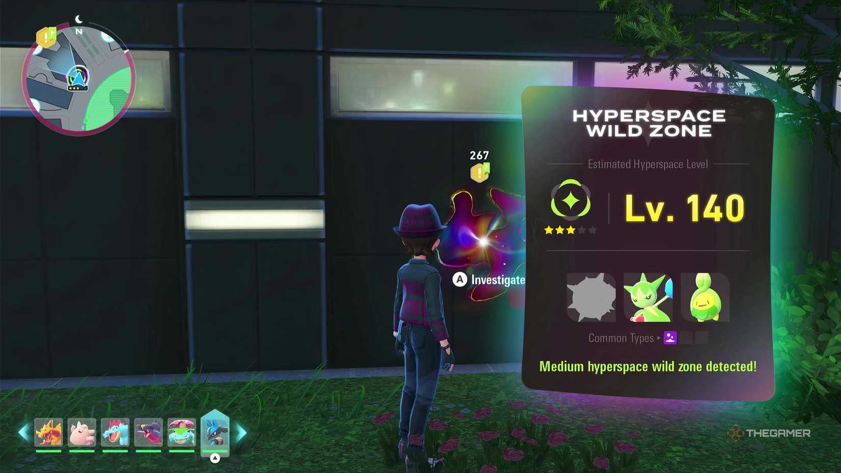 Entering a Hyperspace Wild Zone with Hisuian Qwilfish in Pokemon Legends: Z-A's Mega Dimension DLC.