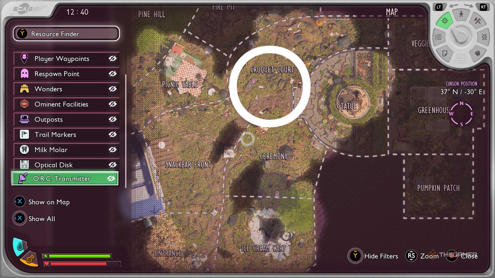 Grounded 2 map showing croquet court.