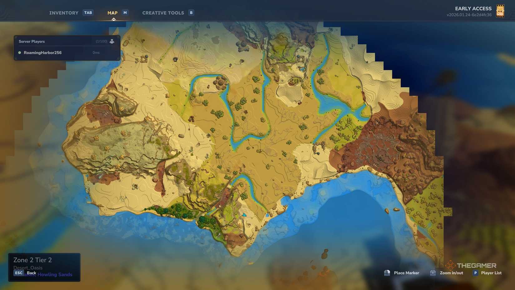 Зона Воющих песков на карте в Hytale.