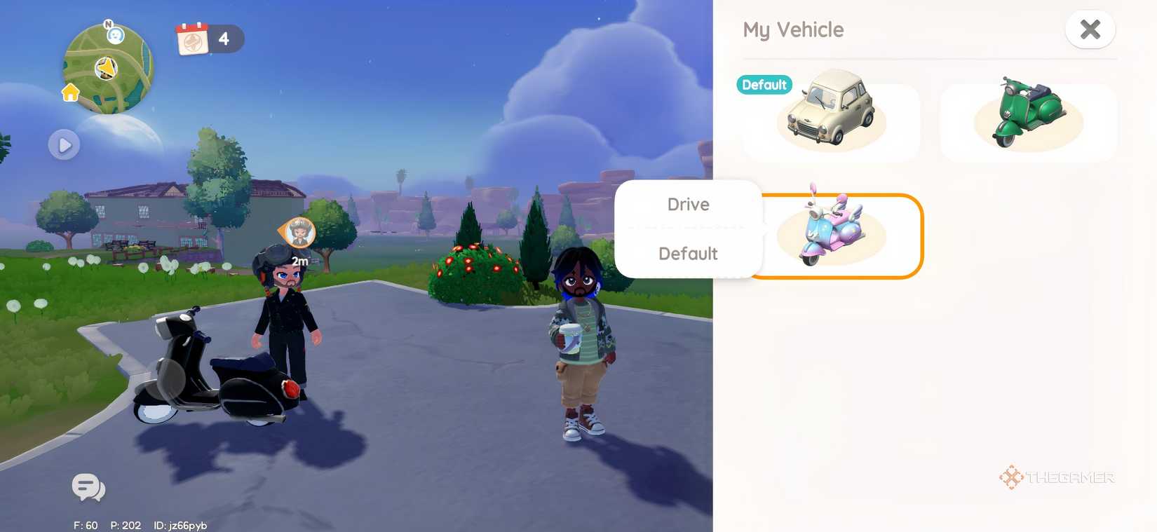 Игрок назначает транспорт по умолчанию и выбирает другой транспорт в Heartopia.