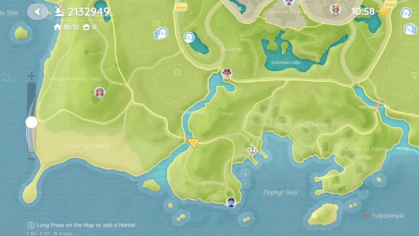 Pink bubble #10 location on the map in Heartopia.