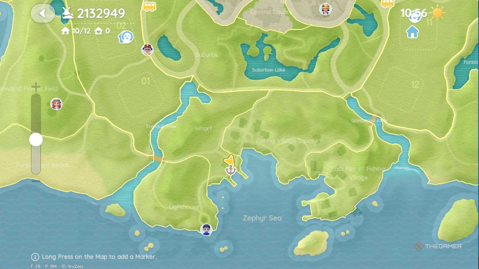 Pink bubble #12 location on the map in Heartopia.