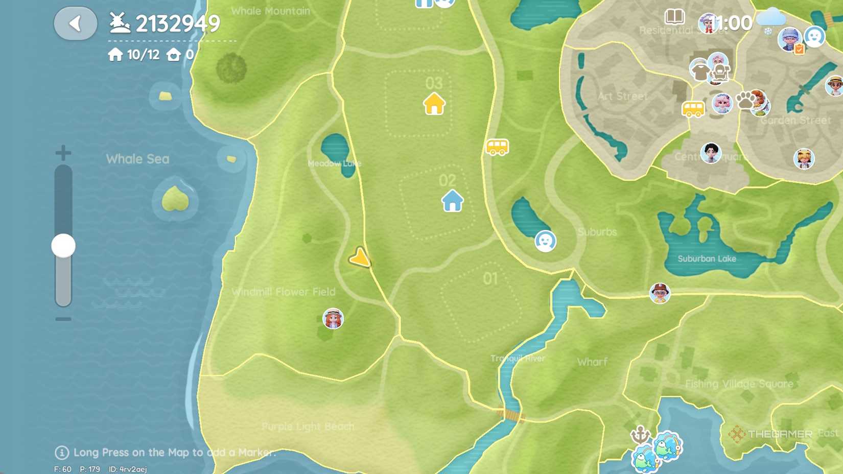 Pink bubble #9 location on the map in Heartopia.