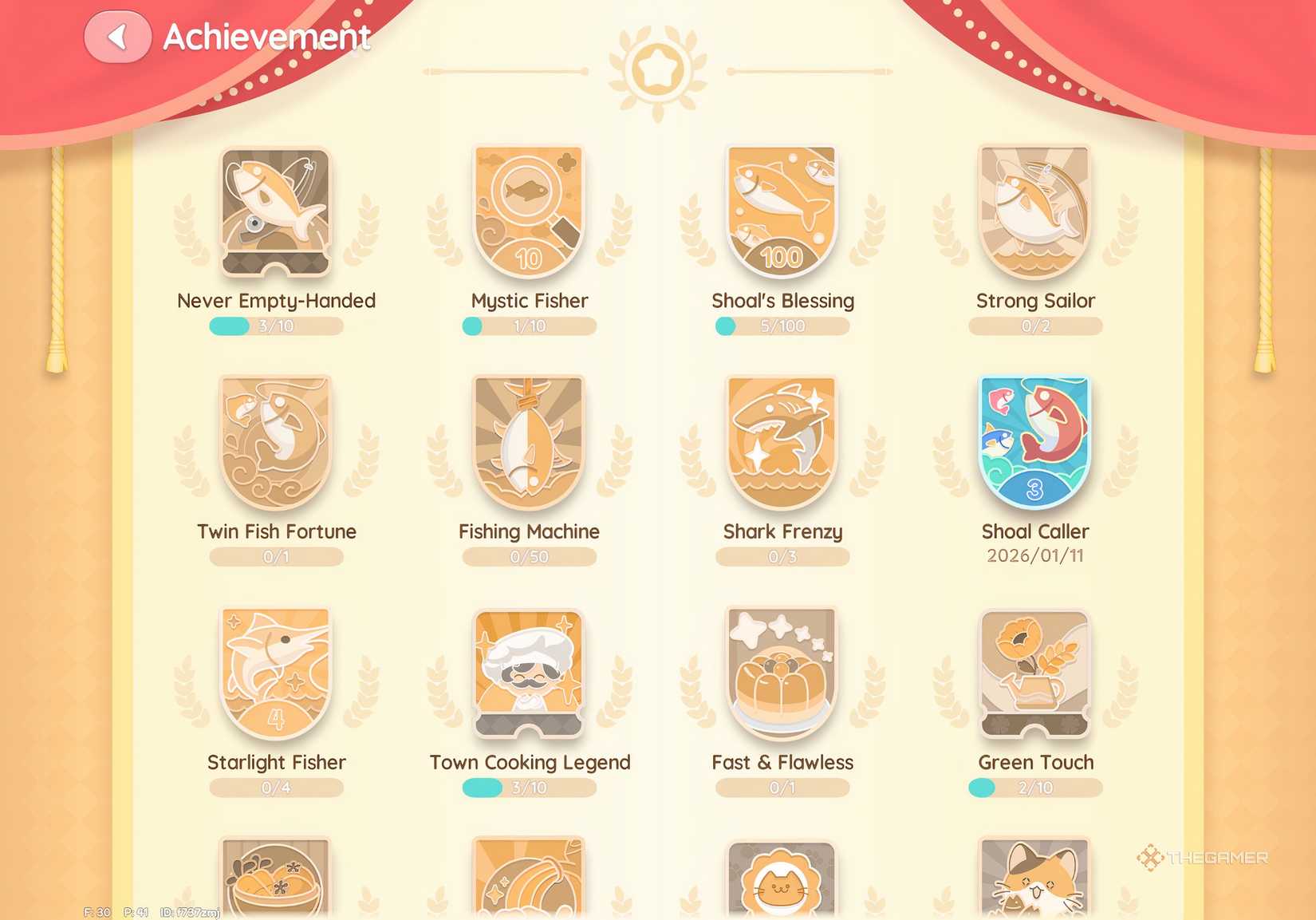 Screenshot of the achievement badges in Heartopia.