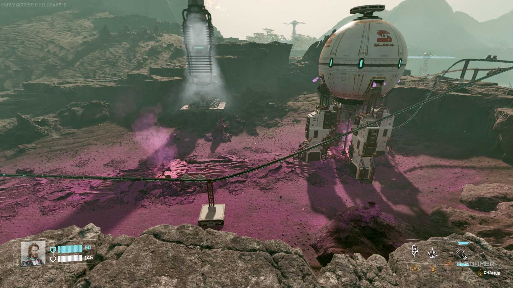 StarRupture Helium-3 vein and extractor closeup.