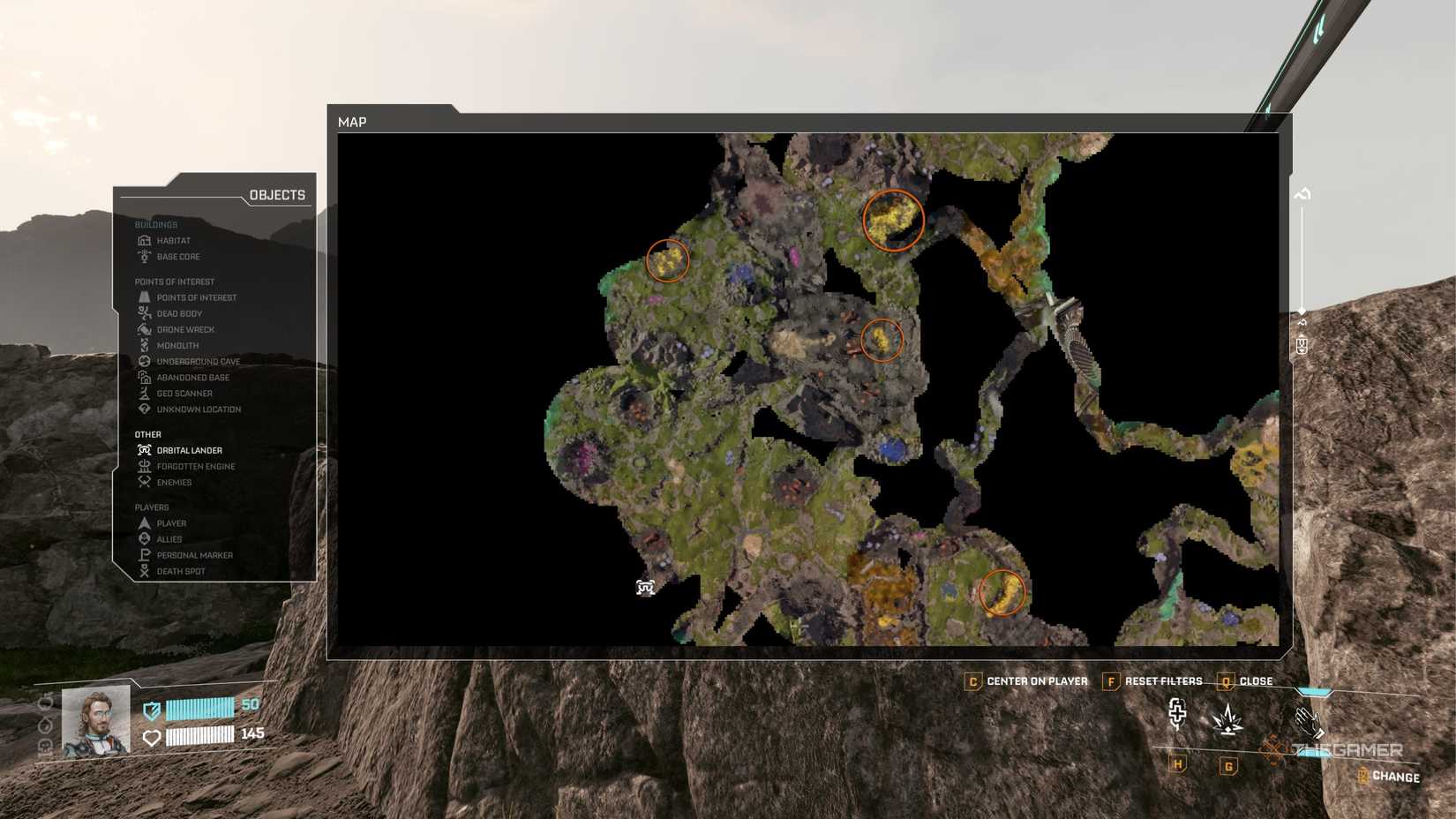 StarRupture Sulfur vein locations on map.