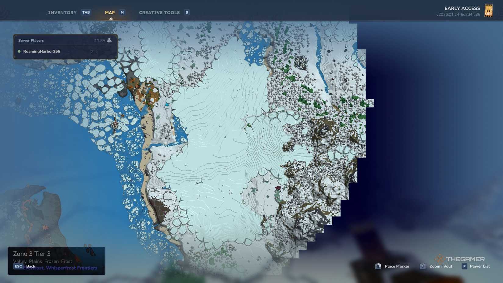 Зона Шепчущих инеев рубежей на карте в Hytale.