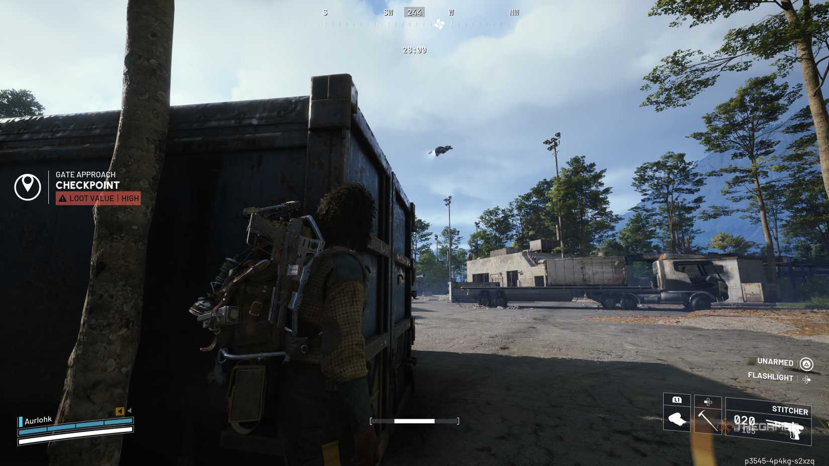 Рейдер наблюдает за пролетающим Светлячком у КПП ПОТ в Синих Вратах.