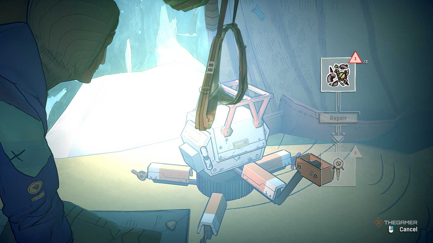 Аава смотрит на Климбота при создании питонов в палатке в Cairn.