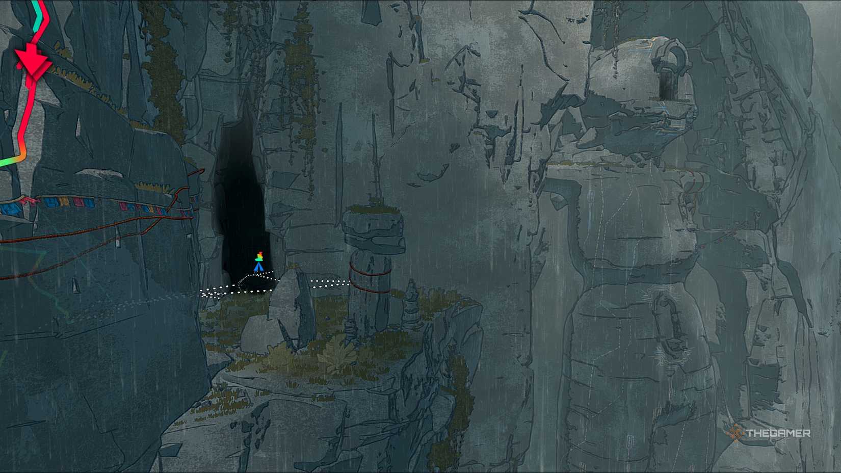 Пещера рядом со статуей Ребенка в локации The Child в Cairn.