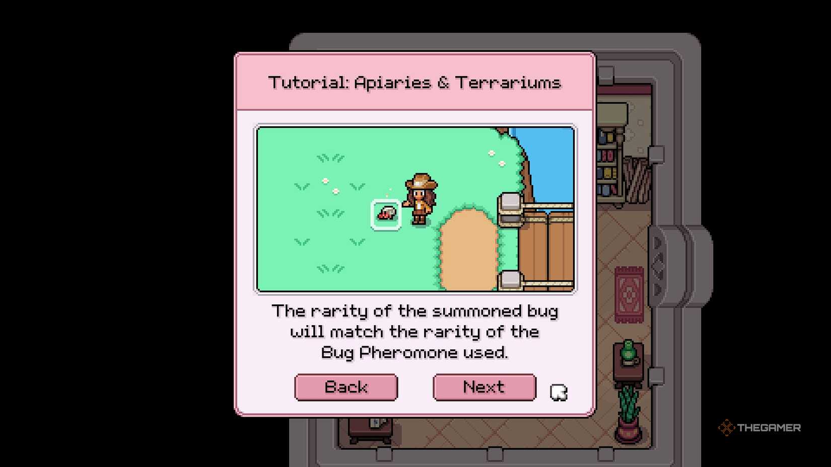 Игрок использует феромоны в Fields of Mistria