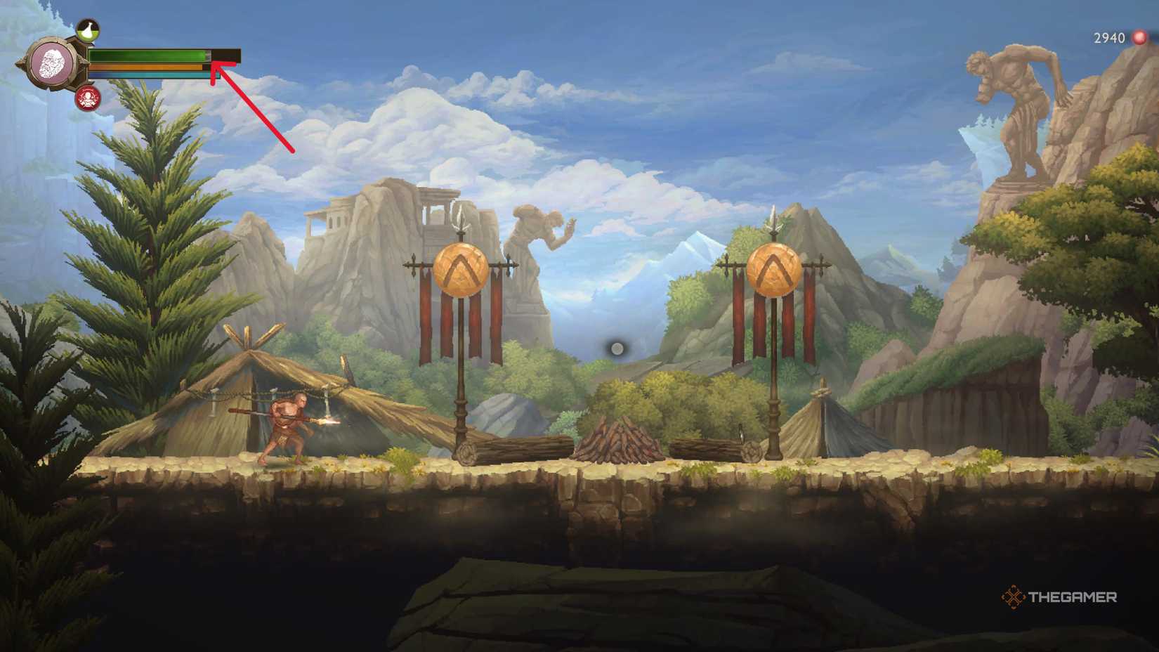 Демонстрация восстанавливаемого серого здоровья в God of War Sons of Sparta.